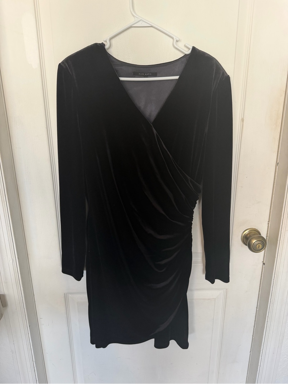 Alex Marie Black Velvet Long-Sleeve Wrap Dress sophisticated formal wedding